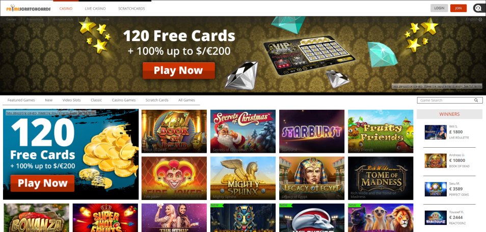 كازينو اون لاين Prime Scratch Cards Casino