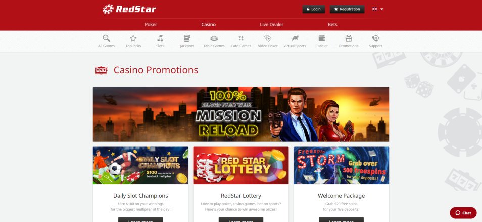 Obtenir un bonus Redstarcasino