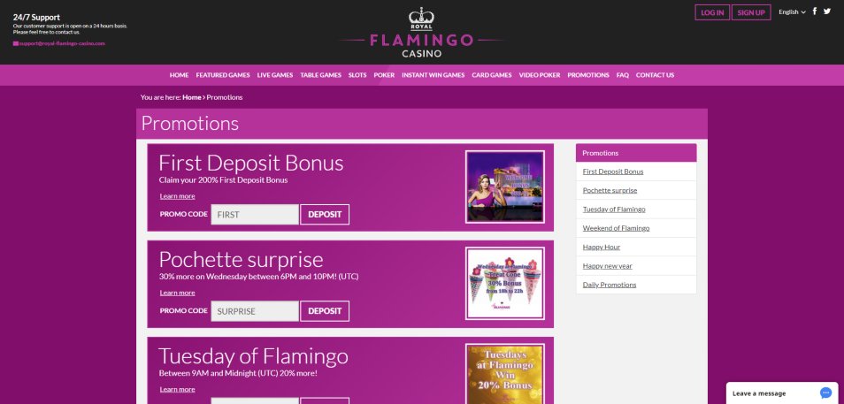 Get bonus Royal Flamingo Casino