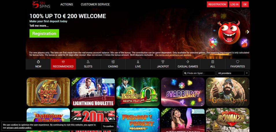 Online Casino Sin Spins Casino