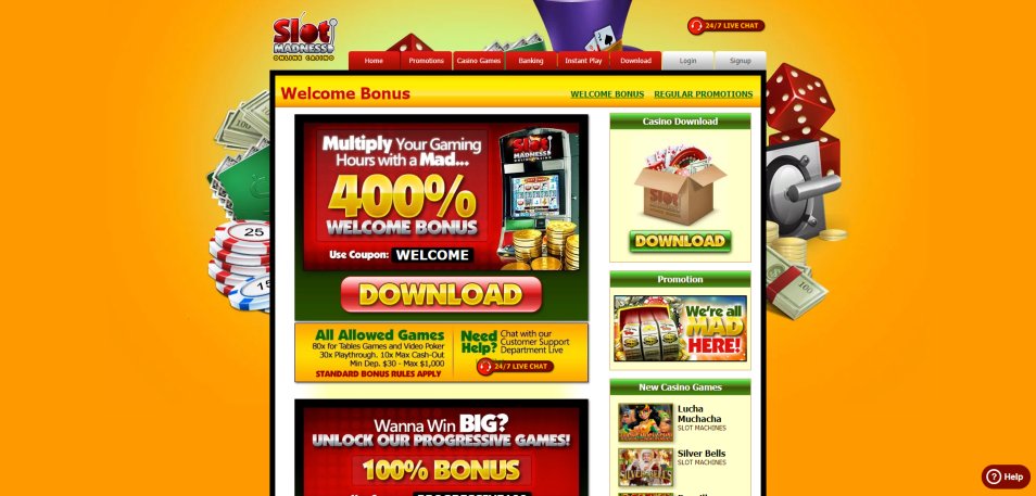 Obtenir un bonus Slots Madness Casino