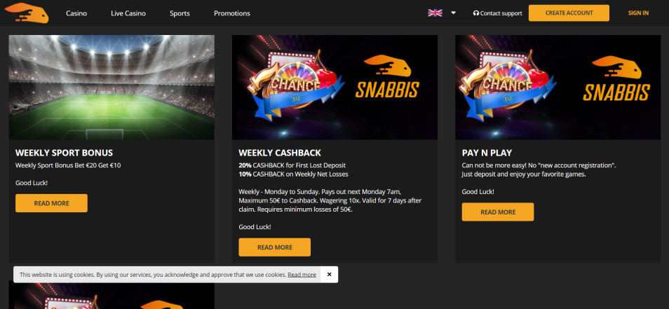 Regístrate en Snabbis Casino