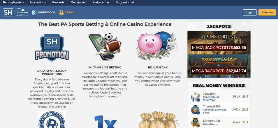 보너스 얻기 Sugarhouse Casino Online