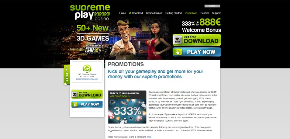 احصل على مكافأة Supremeplay Casino