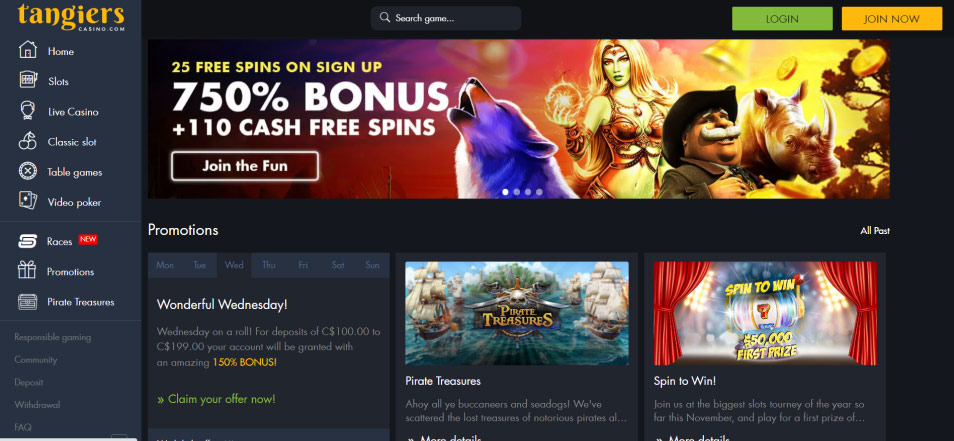 Regístrate en Tangiers Online Casino