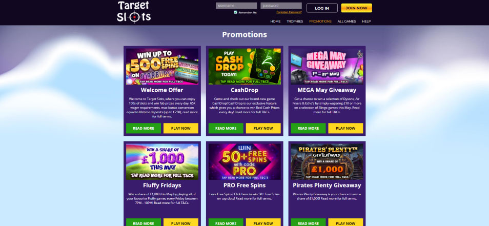 Regístrate en Target Slots Casino