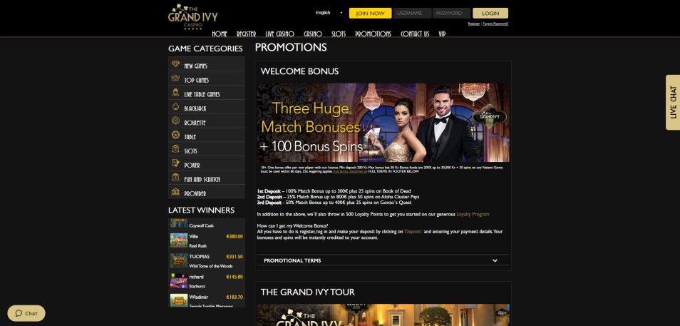 보너스 얻기 Grand Ivy Casino