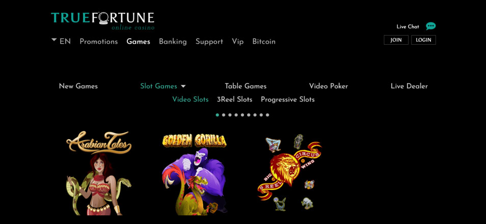 احصل على مكافأة Truefortune Casino