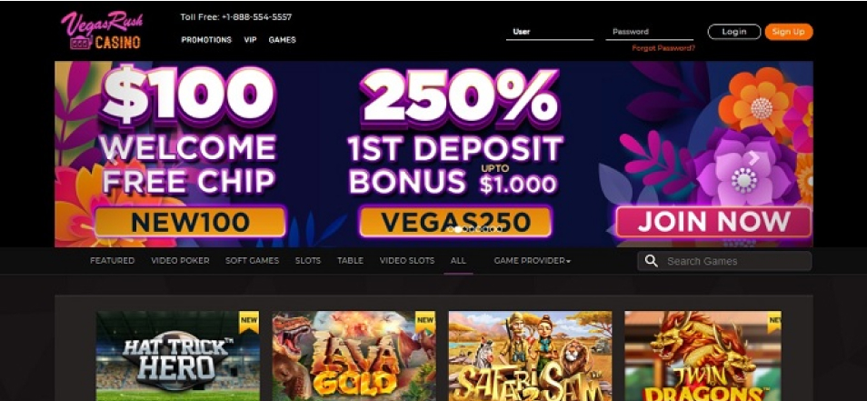 كازينو اون لاين Vegas Rush Online Casino