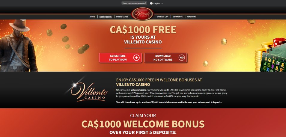 보너스 얻기 Villentocasino