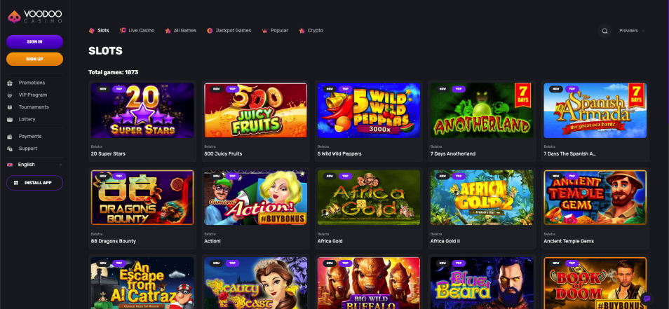 Земи Бонус Vodoo Casino