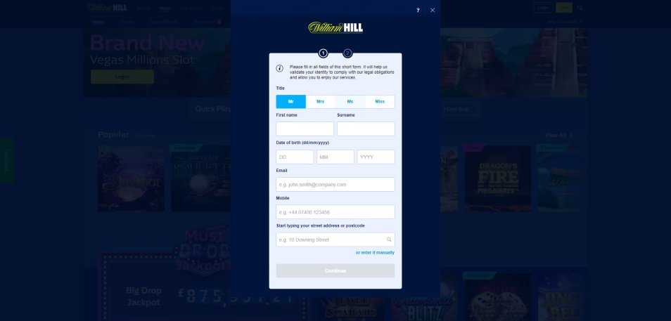 Inscrivez vous sur le casino Williamhill