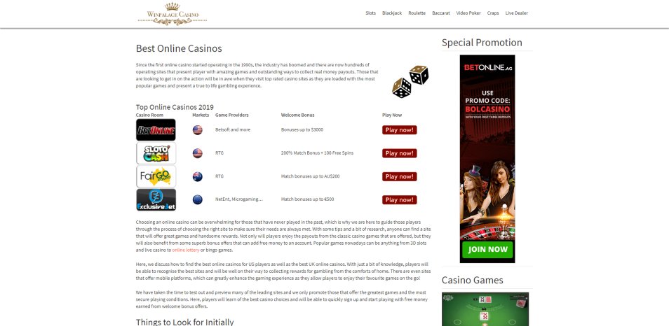 Casino en ligne Winpalace