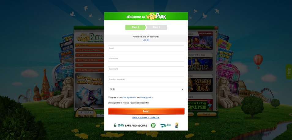 Inscrivez vous sur le casino Wins Park