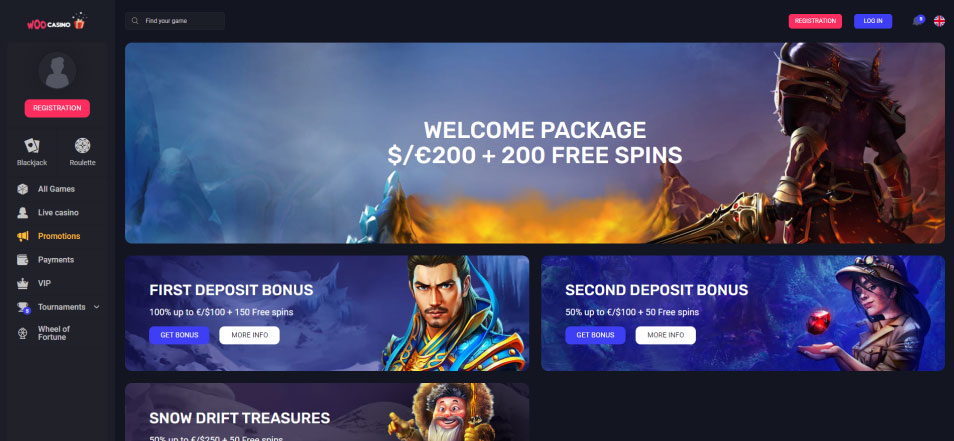 Regístrate en Woo Online Casino