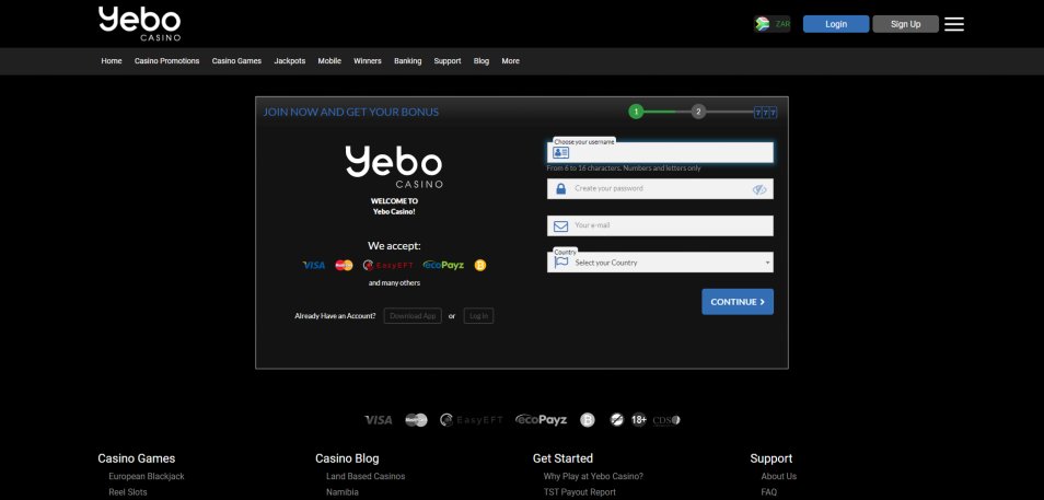 Inscrivez vous sur le casino Yebo Online