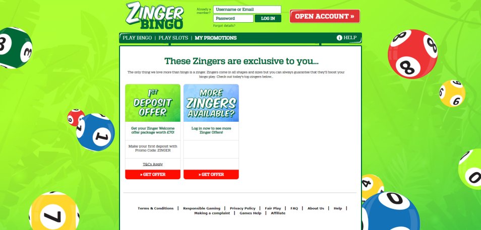 Get bonus Zinger Bingo Casino